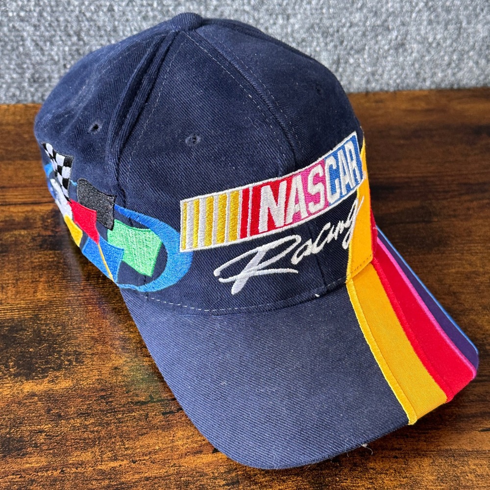 NASCAR Racing Core Hat Chase Authentics Rainbow Stripe Snapback Cap Y2K Style